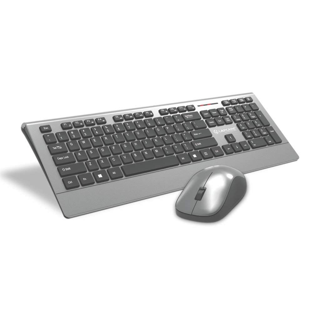 Lapcare Smartoo Wireless Membrane Keyboard and 1200 DPI Mouse Combo with Auto Sleep (Titanium)